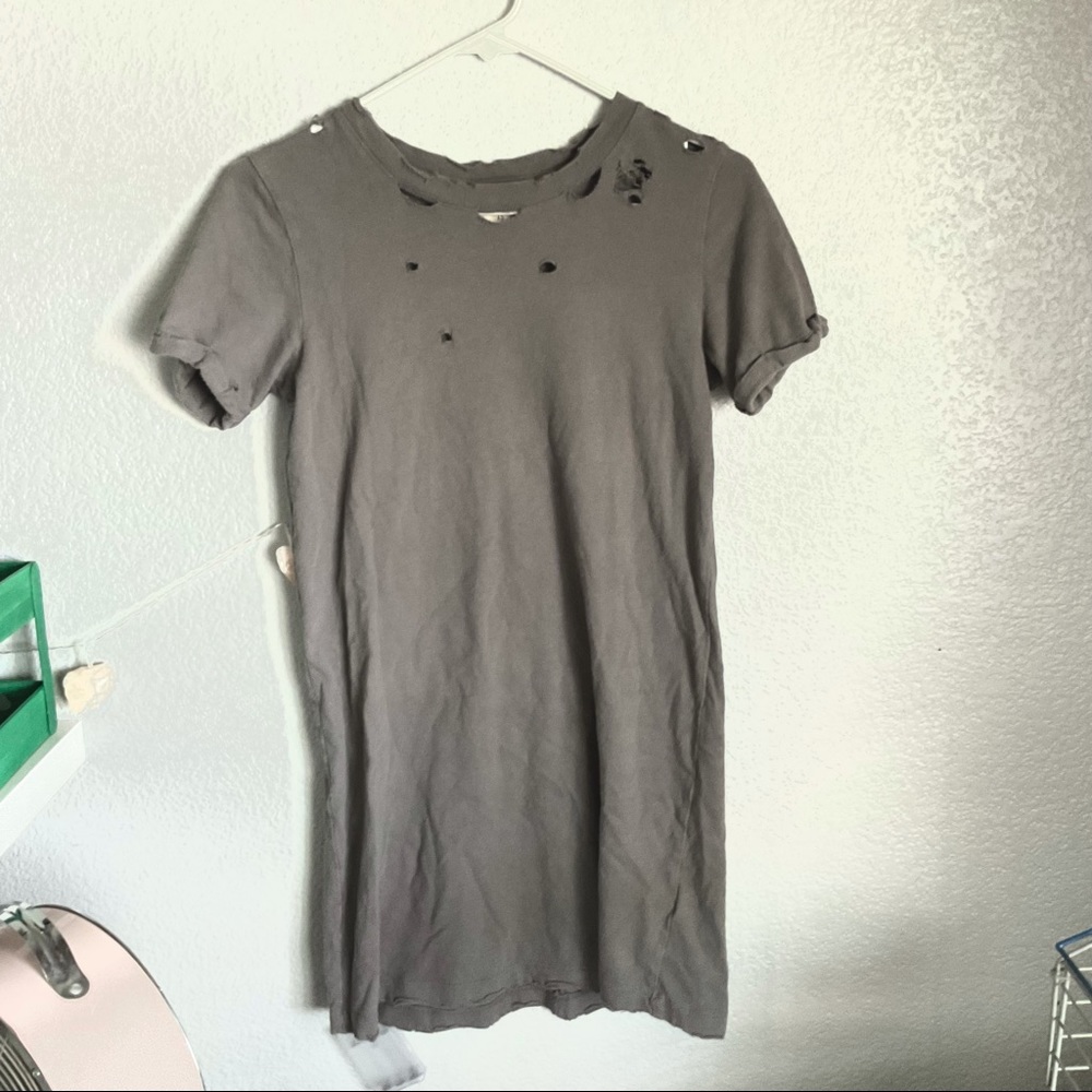 Distressed Grey T-Shirt Dress